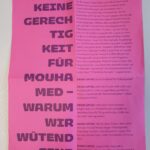 Flugblatt, dass auf der Demonstration verteilt wurde: "Warum wir Wütend sind" Thesen zum Urteil, Fragen und Forderungen.